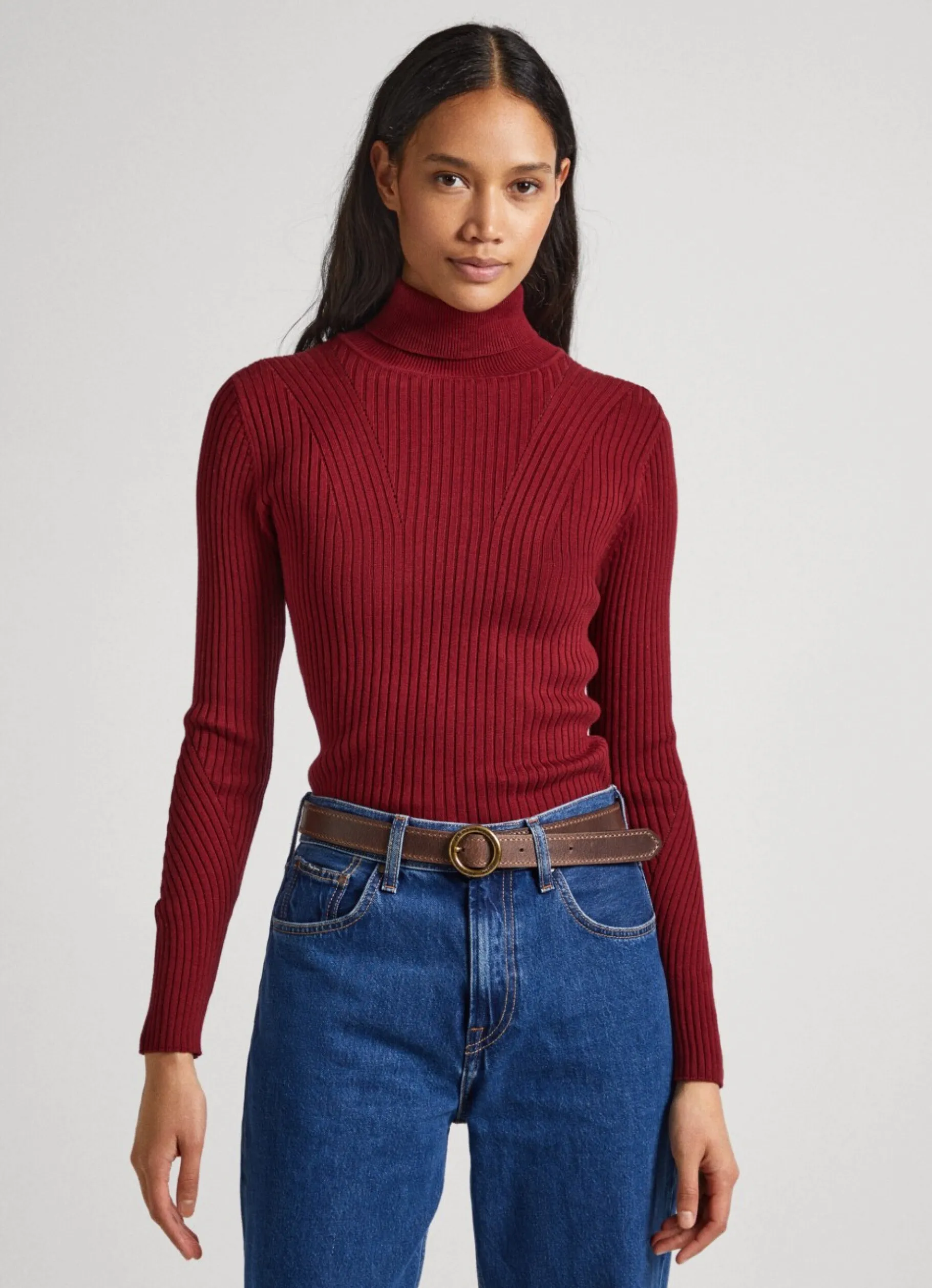 Women Pepe Jeans High Neck Ribbed Knit