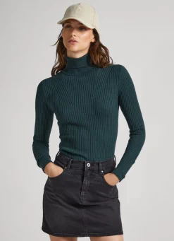 Women Pepe Jeans High Neck Ribbed Knit