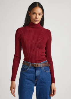 Women Pepe Jeans High Neck Ribbed Knit