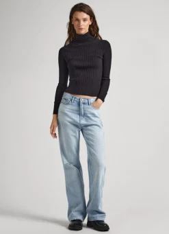 Women Pepe Jeans High Neck Ribbed Knit