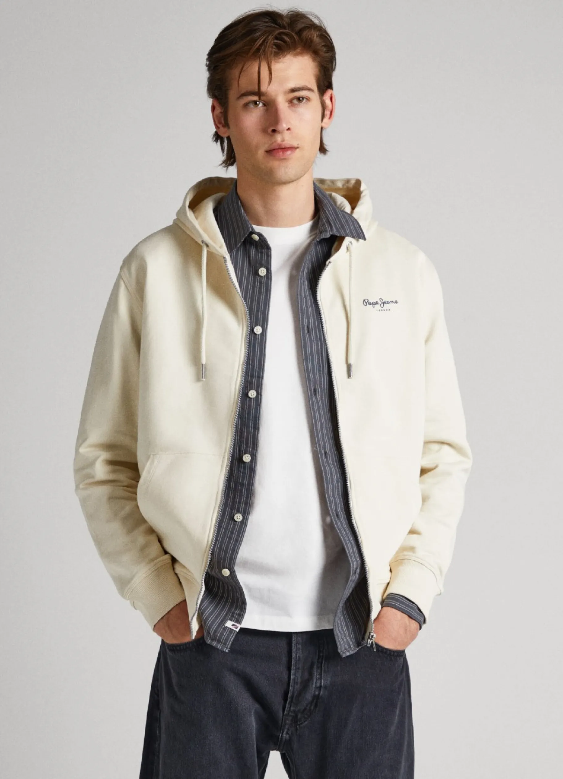 Men Pepe Jeans Hooded And Zipped Sweatshirt