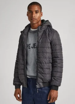 Men Pepe Jeans Hooded Marl Puffer Jacket