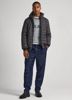 Men Pepe Jeans Hooded Marl Puffer Jacket