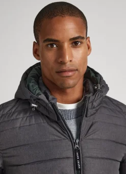 Men Pepe Jeans Hooded Marl Puffer Jacket