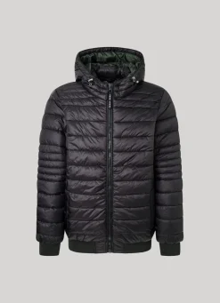 Men Pepe Jeans Hooded Nylon Puffer Jacket