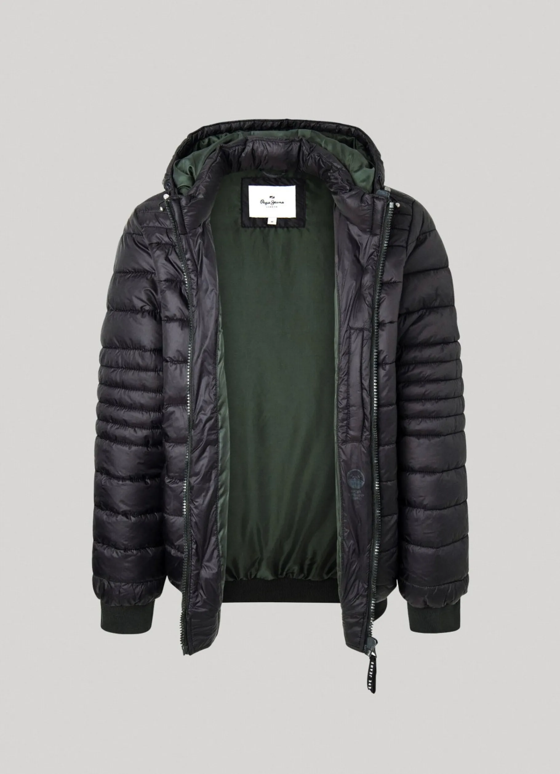 Men Pepe Jeans Hooded Nylon Puffer Jacket
