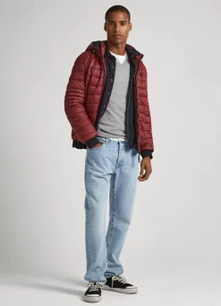 Men Pepe Jeans Hooded Nylon Puffer Jacket