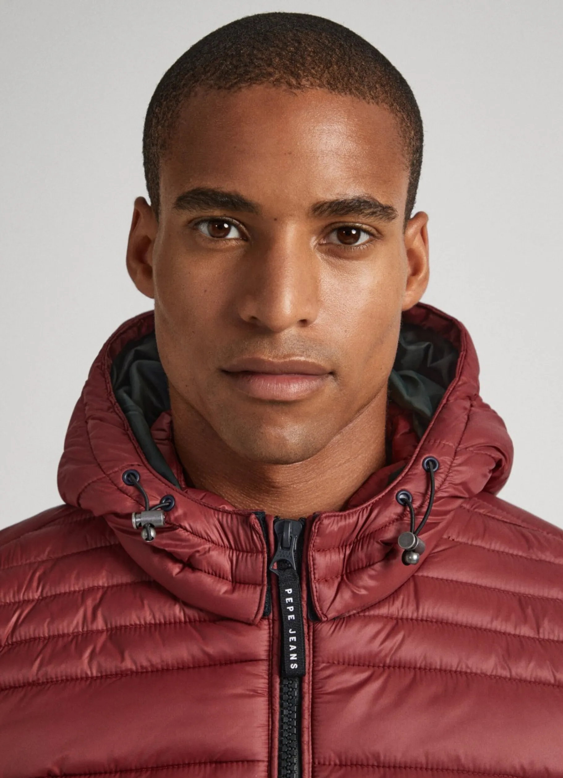 Men Pepe Jeans Hooded Nylon Puffer Jacket