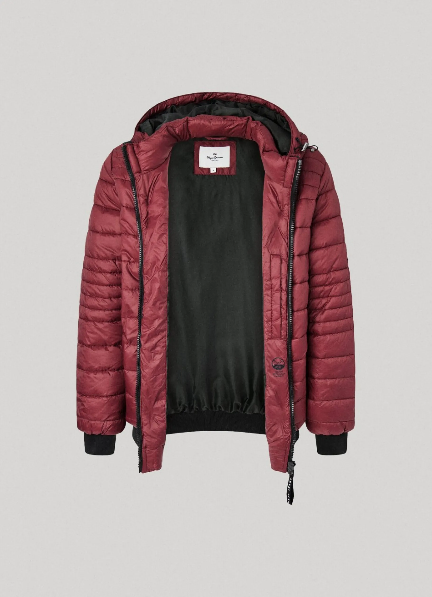 Men Pepe Jeans Hooded Nylon Puffer Jacket