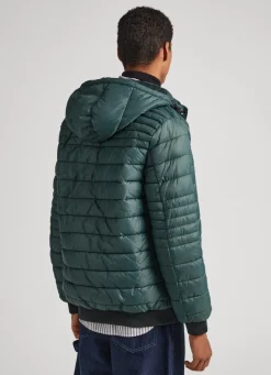 Men Pepe Jeans Hooded Nylon Puffer Jacket