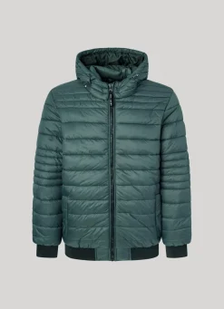 Men Pepe Jeans Hooded Nylon Puffer Jacket