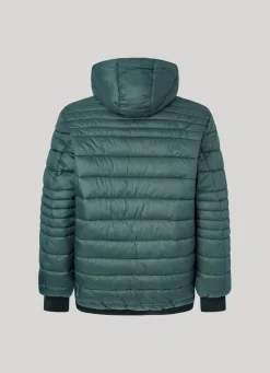 Men Pepe Jeans Hooded Nylon Puffer Jacket