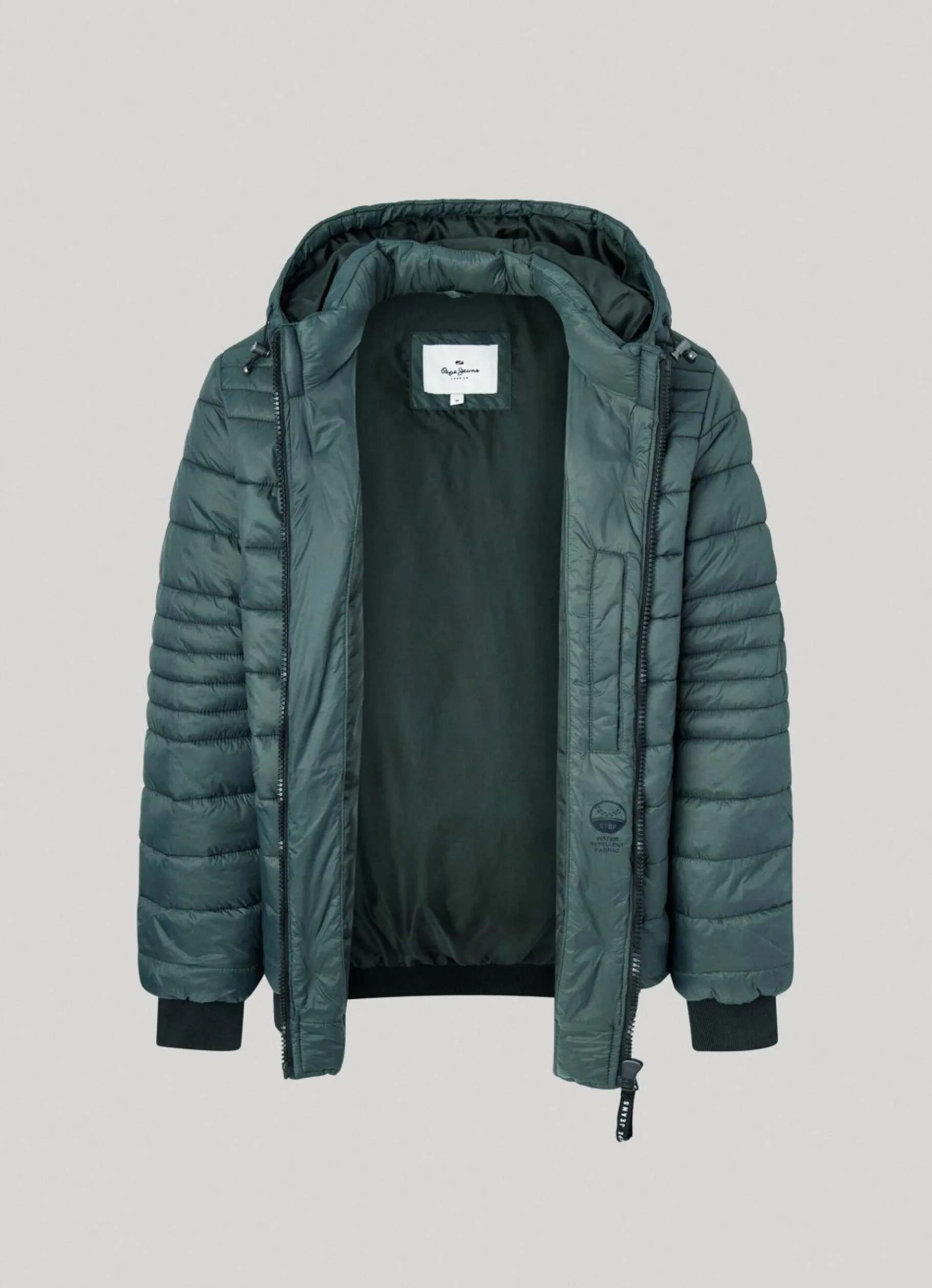 Men Pepe Jeans Hooded Nylon Puffer Jacket