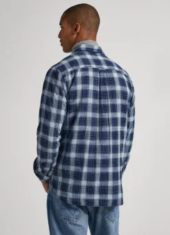Men Pepe Jeans Indigo Checked Cotton Shirt