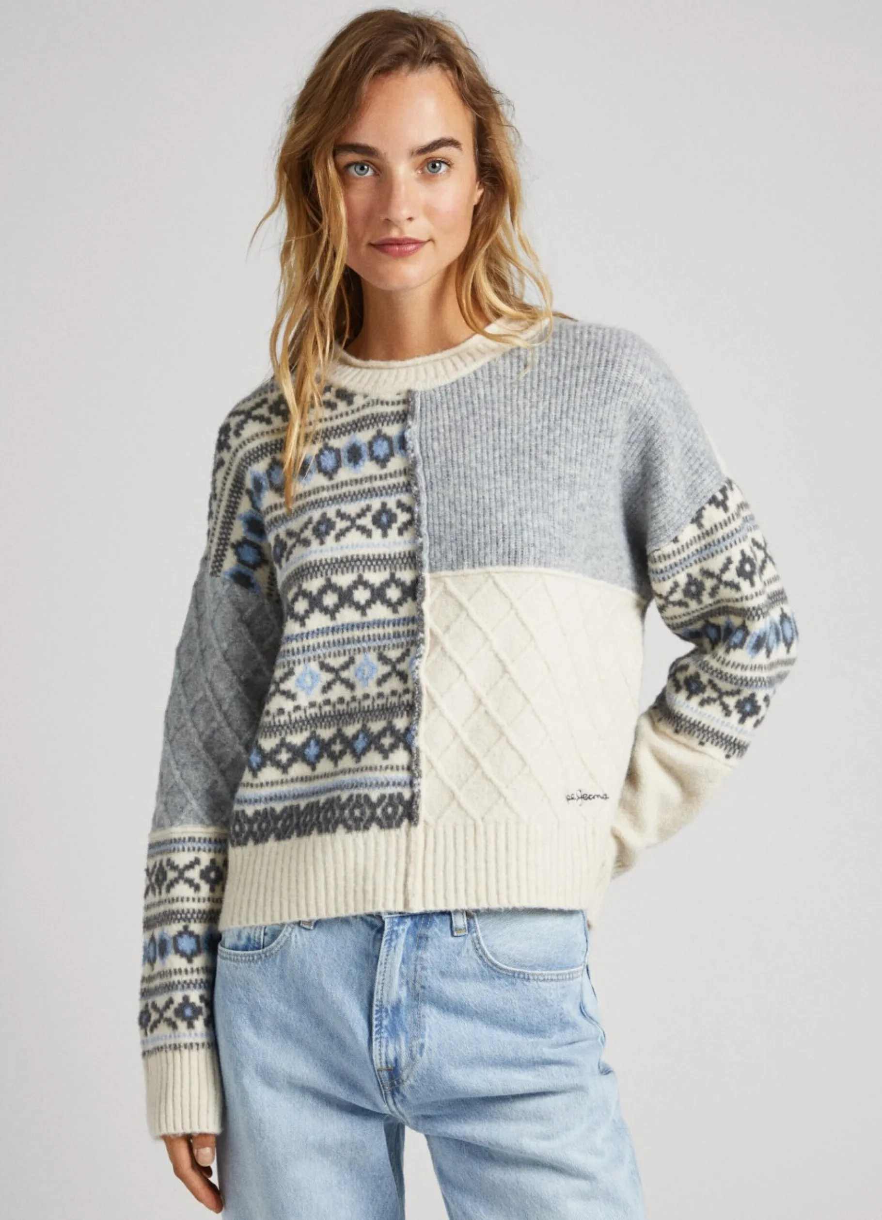 Women Pepe Jeans Jacquard Patchwork Knit