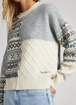 Women Pepe Jeans Jacquard Patchwork Knit