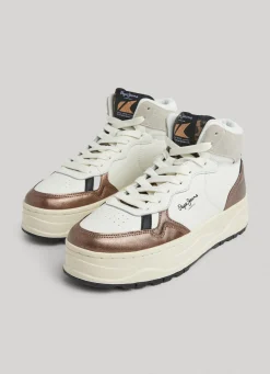 Women Pepe Jeans Kore Basket Leather Trainers