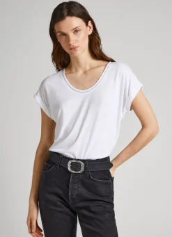 Women Pepe Jeans Lace Detail T-Shirt