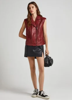 Women Pepe Jeans Lamb Leather Vest