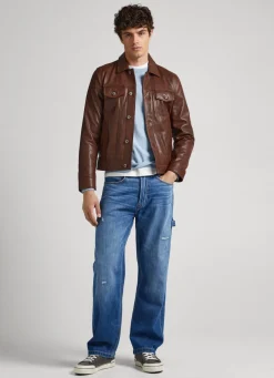 Men Pepe Jeans Lambskin Leather Jacket