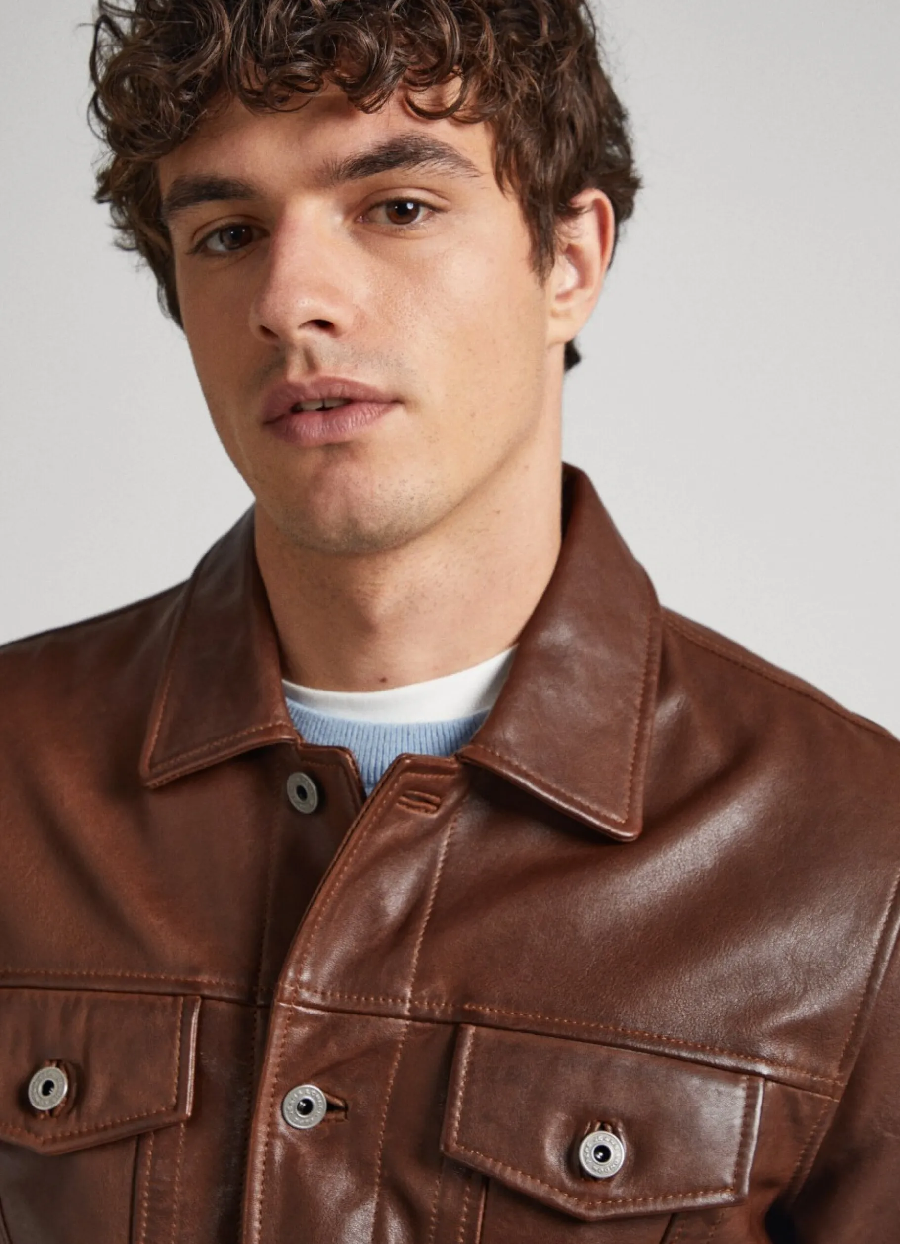 Men Pepe Jeans Lambskin Leather Jacket