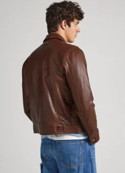 Men Pepe Jeans Lambskin Leather Jacket