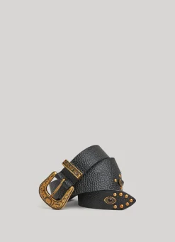 Women Pepe Jeans Leather Belt With Metal Buckle
