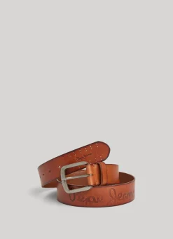Men Pepe Jeans Leather Belt With Metal Buckle