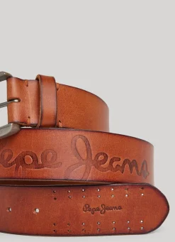 Men Pepe Jeans Leather Belt With Metal Buckle