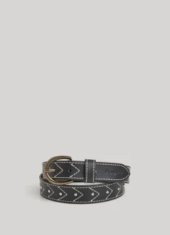 Women Pepe Jeans Leather Belt With Seam Details