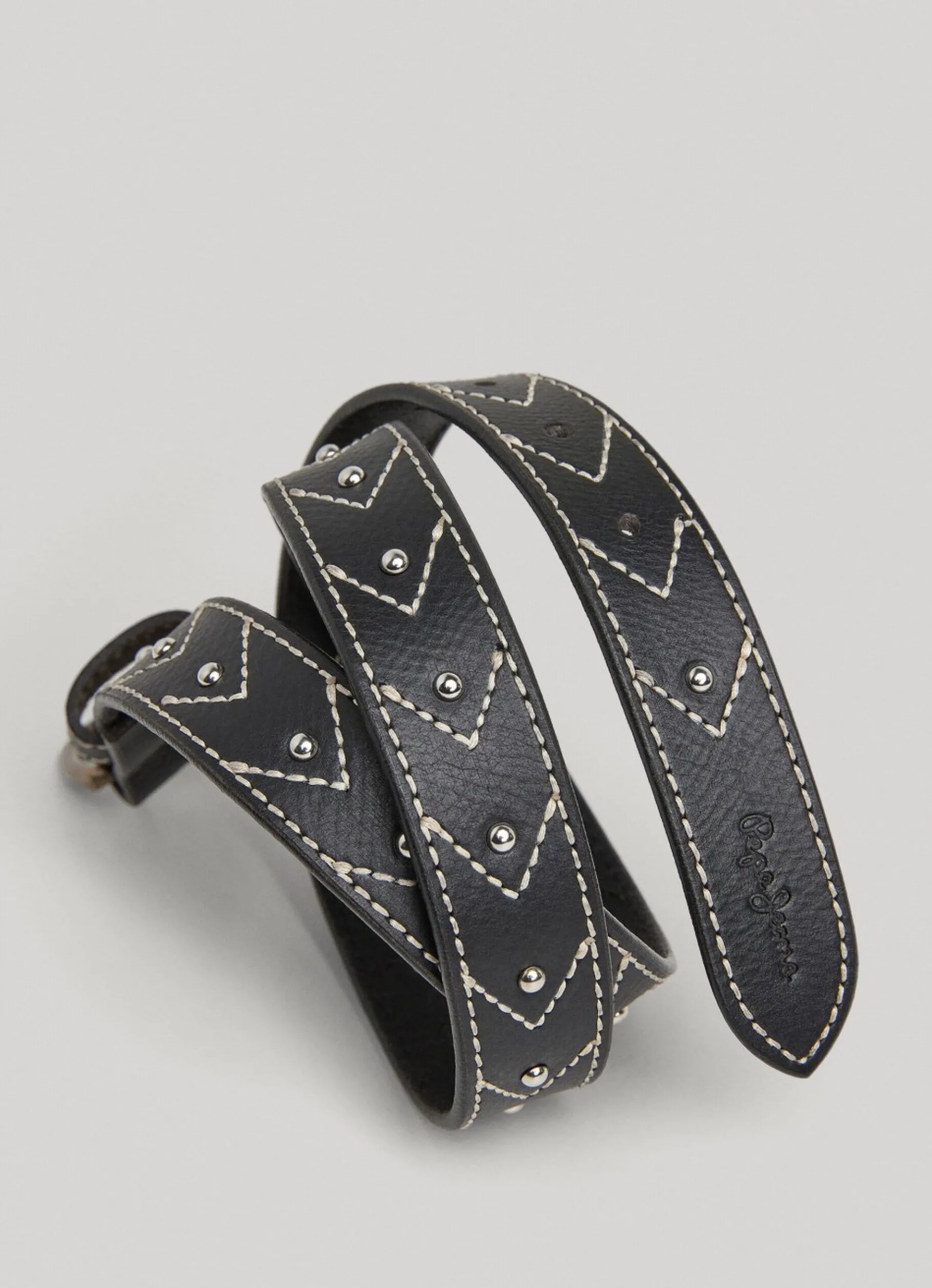 Women Pepe Jeans Leather Belt With Seam Details