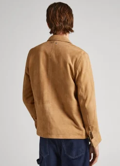 Men Pepe Jeans Leather Carpenter Jacket