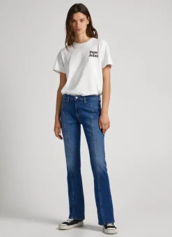 Women Pepe Jeans Lennox Flare Fit Mid-Rise Jeans