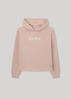 Girl Pepe Jeans Logo Print Cotton Hoodie