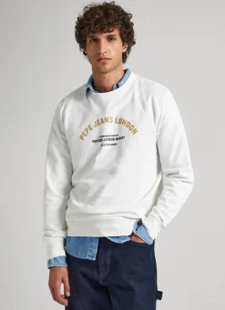 Men Pepe Jeans Logo Print Cotton Sweatshirt