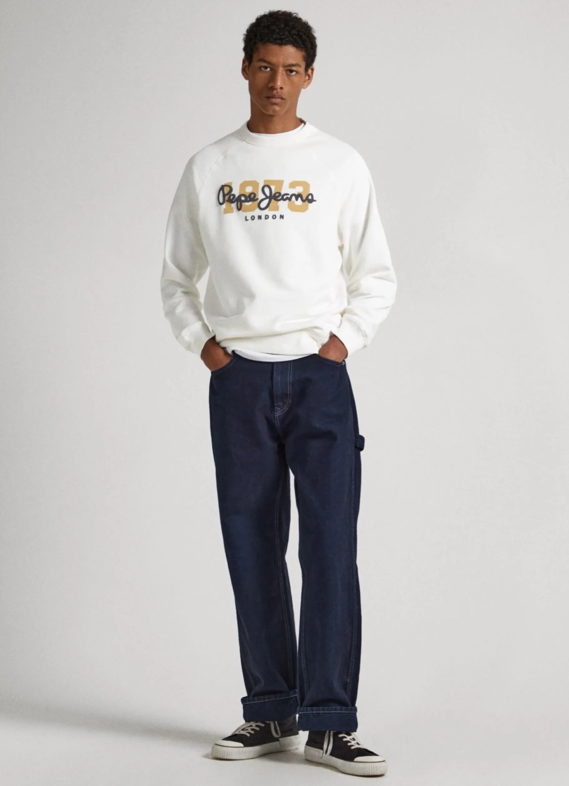 Men Pepe Jeans Logo Print Cotton Sweatshirt