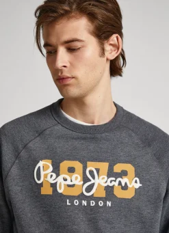 Men Pepe Jeans Logo Print Cotton Sweatshirt