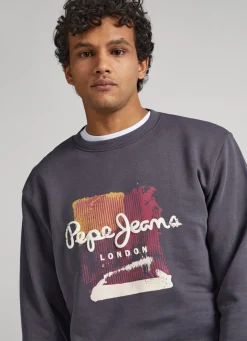 Men Pepe Jeans Logo Print Cotton Sweatshirt