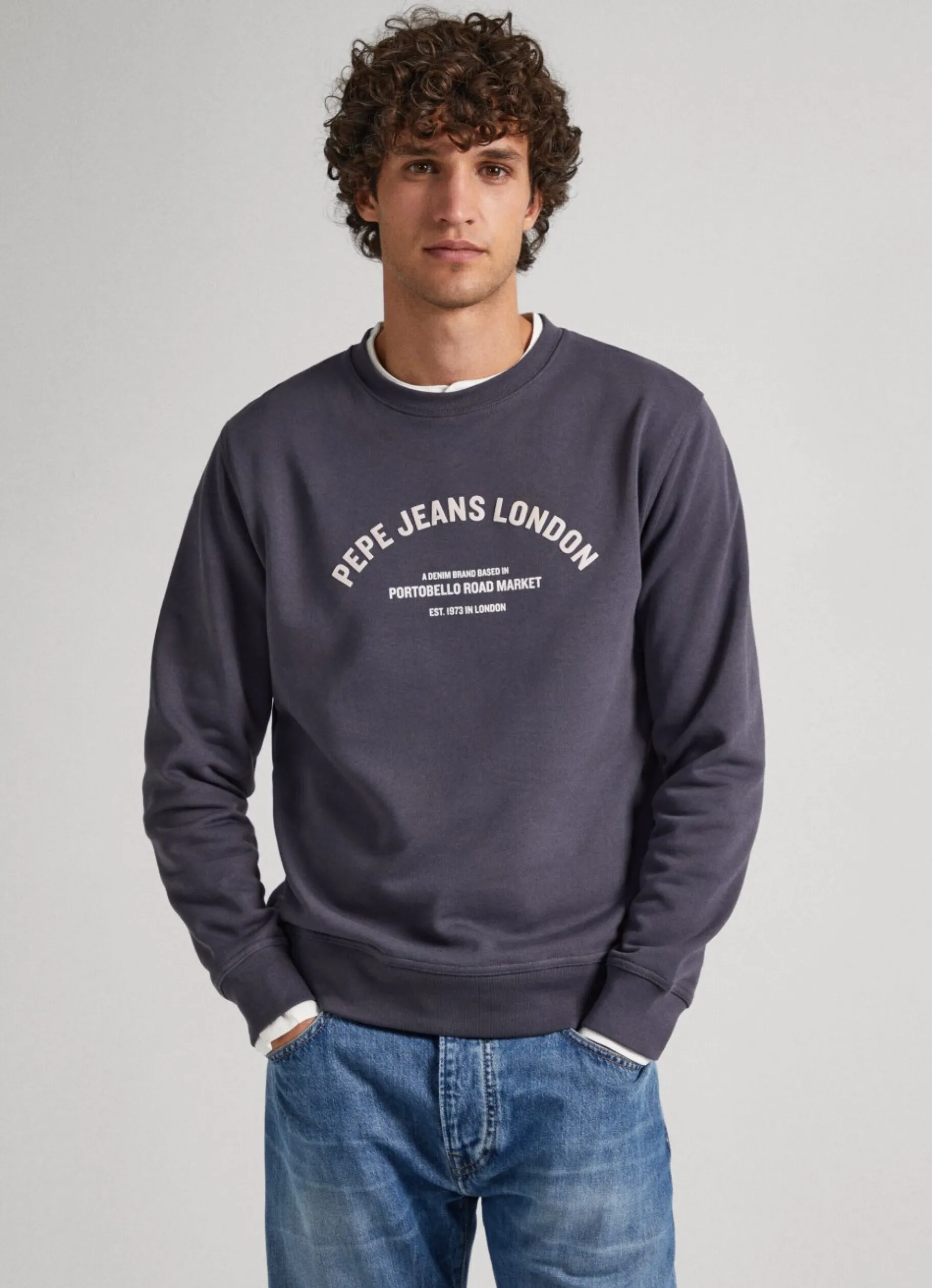Men Pepe Jeans Logo Print Cotton Sweatshirt