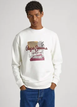 Men Pepe Jeans Logo Print Cotton Sweatshirt