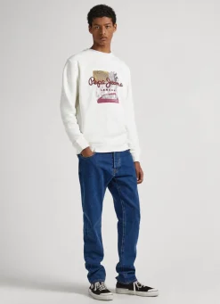 Men Pepe Jeans Logo Print Cotton Sweatshirt