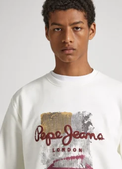 Men Pepe Jeans Logo Print Cotton Sweatshirt