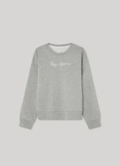 Girl Pepe Jeans Logo Print Cotton Sweatshirt