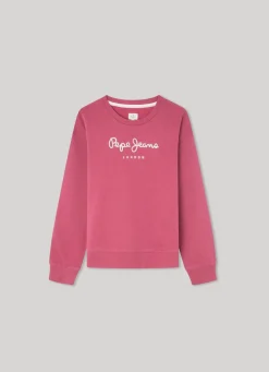 Girl Pepe Jeans Logo Print Cotton Sweatshirt