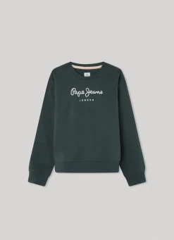Girl Pepe Jeans Logo Print Cotton Sweatshirt