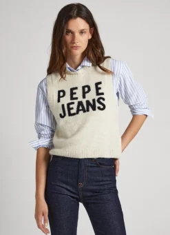 Women Pepe Jeans Logo Print Knit Vest
