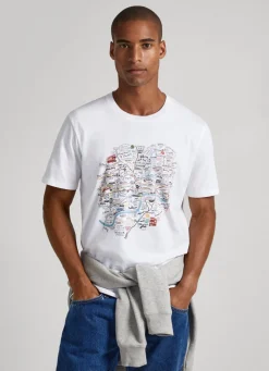 Men Pepe Jeans London Map Print T-Shirt