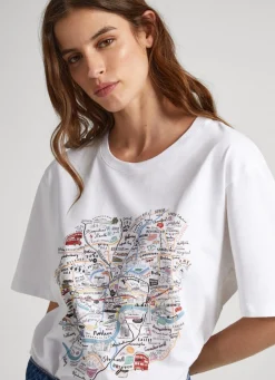 Men Pepe Jeans London Map Print T-Shirt