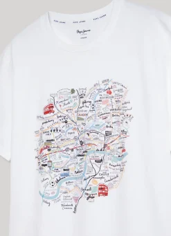 Men Pepe Jeans London Map Print T-Shirt