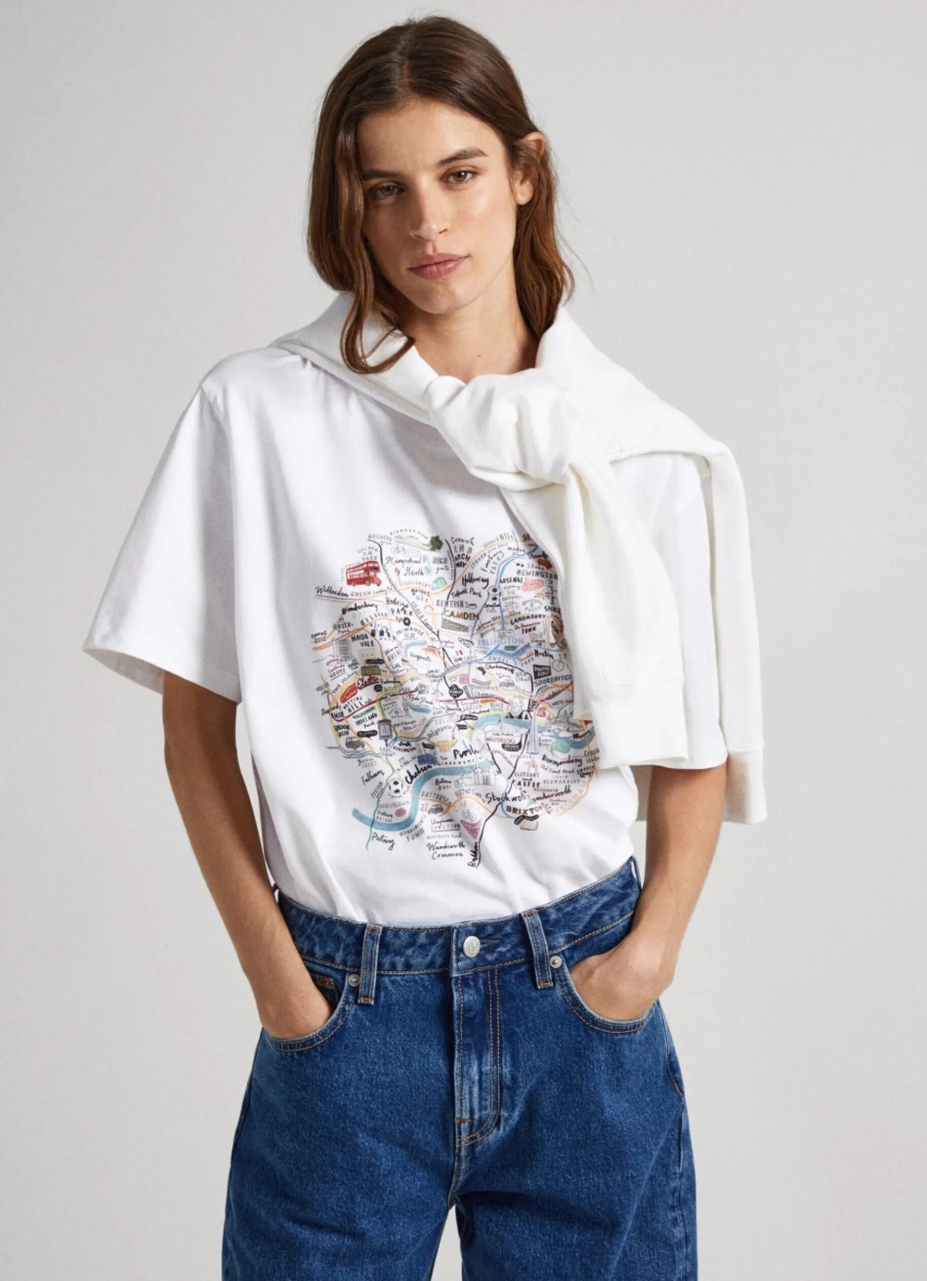 Women Pepe Jeans London Map Print T-Shirt